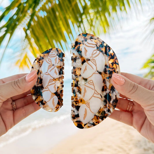 Kuiki x Coopmonsters Ni'ihau Shell Tan Engrave Hair Claw