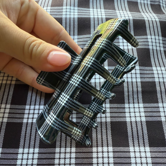 Coopmonsters Black and White Palaka Hair Claw